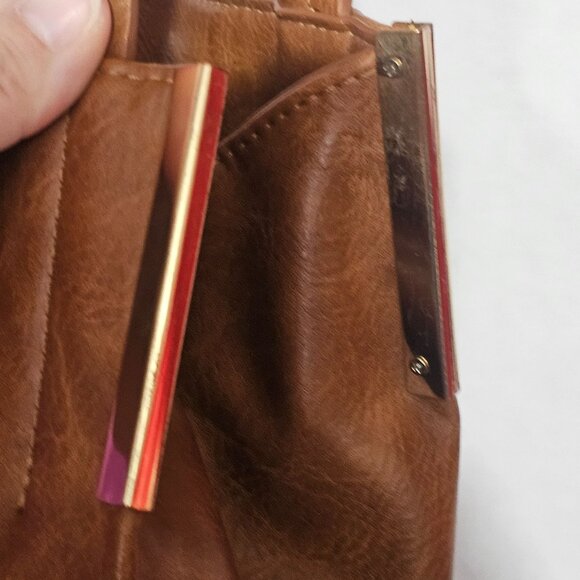 Madison West Vintage Camel Brown Faux Leather Handbag Purse Boho Cottagecore - Picture 11 of 16